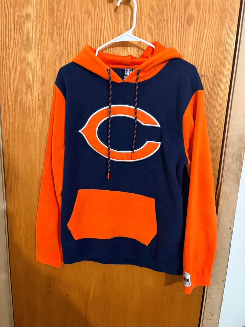 NFL Navy and Orange Fleece Hoodie with Team C Patch